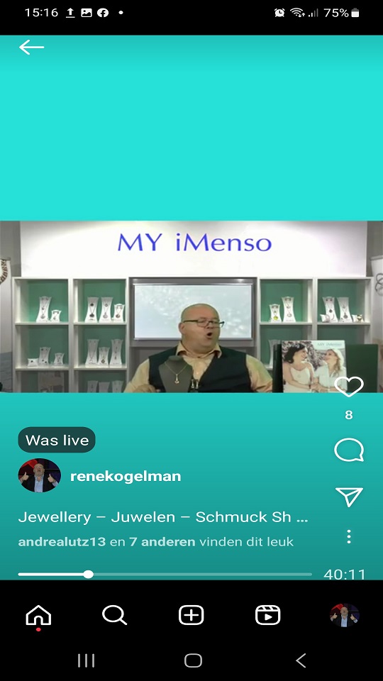 René Kogelman, Live Shopping presentator en Social Selling expert, presenteert een livestream voor juwelenmerk My Imenso.